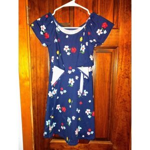 Arizona Jean Co Girls Navy Floral Ruffle Cap Sleeve Dress Size S 7 8
